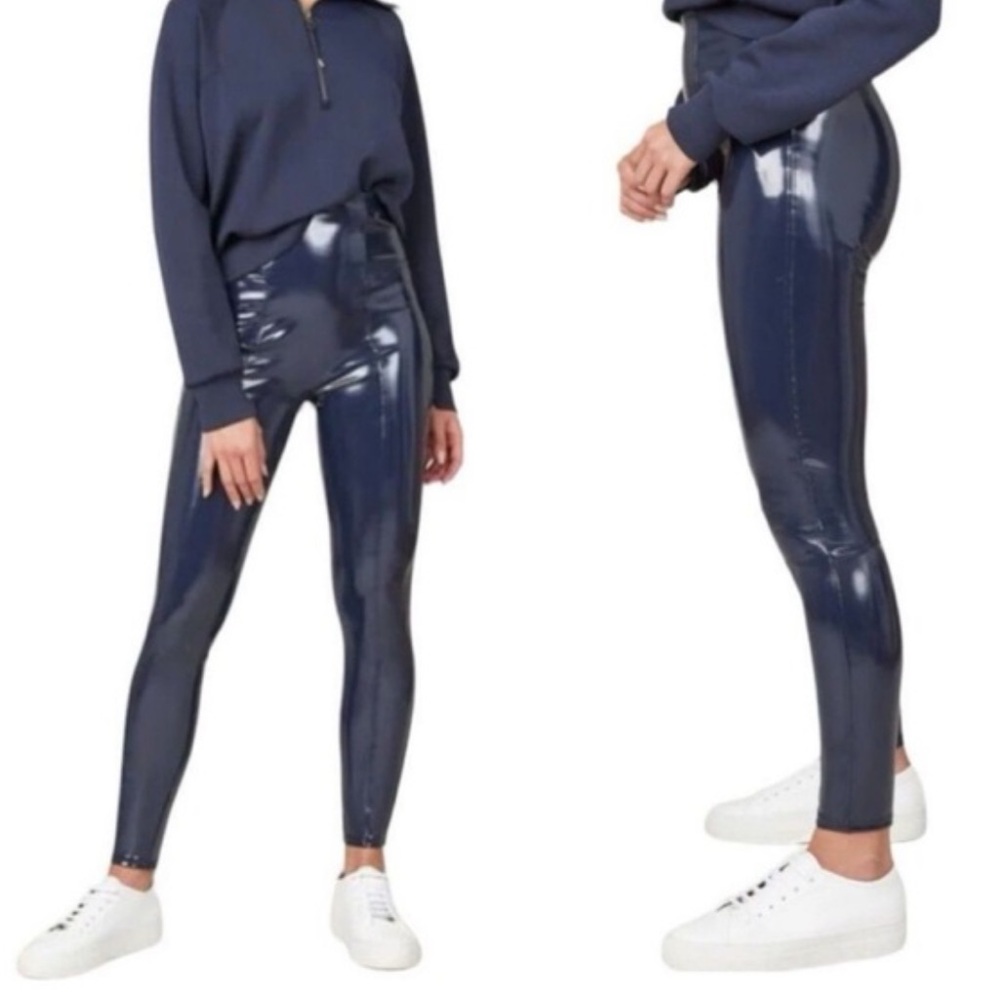SPANX Women's Navy Shiny Leggings